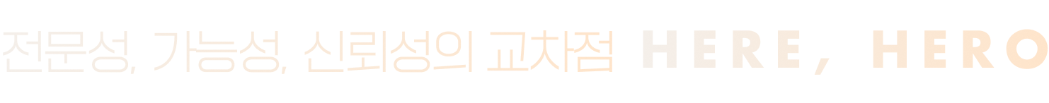 전문성, 가능성, 신뢰성의 교차점 Here, Hero